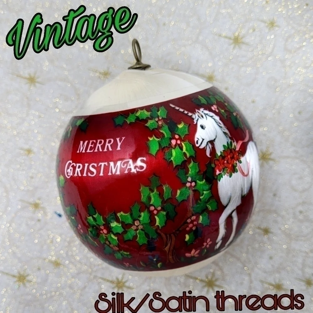 🎈4items/$25 vintage Unicorn silk thread christmas holiday ornament